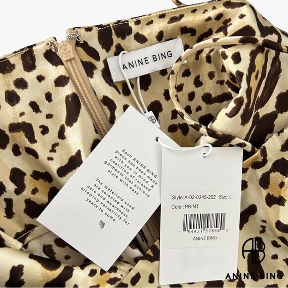 ANINE BING **NWT** Valentine Stretch Silk Mini Dress in Cheetah Print - Picture 16 of 16